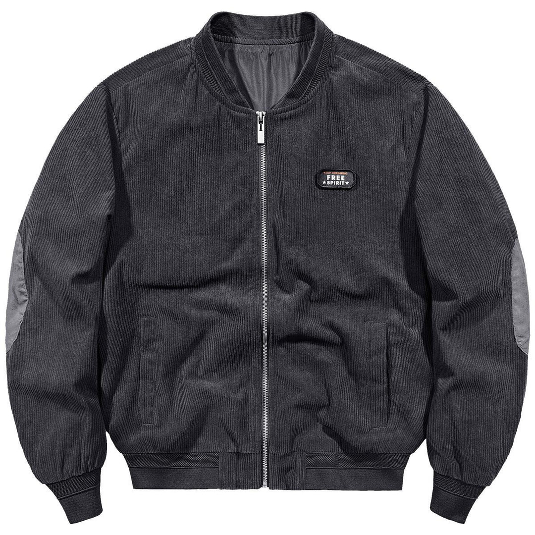 Herren Cord-Blouson im Bomberstil mit Rippenstruktur und Badge-Detail – Brevano