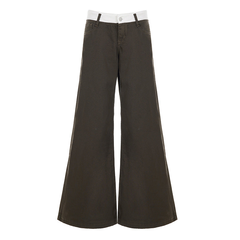 Damen nan Highwaist-Culottehose mit weitem Bein und kontrastierendem Bunddetail Echo Archiv