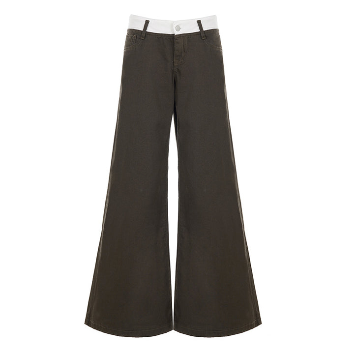 Damen nan Highwaist-Culottehose mit weitem Bein und kontrastierendem Bunddetail Echo Archiv
