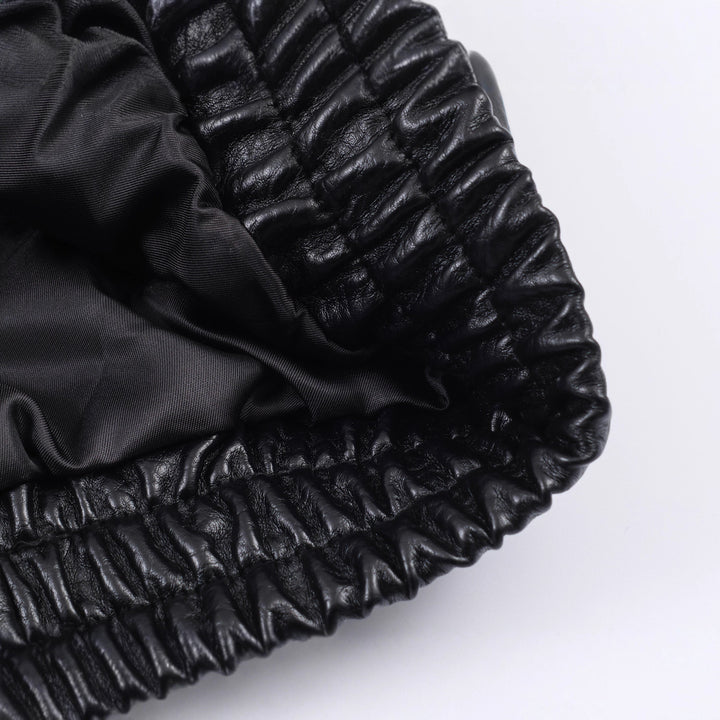 Damen Kurzes Oversized-Bomberjacke aus veganer Lederoptik mit hohem Funnelkragen Echoarchiv