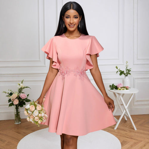 Damen Chic Volantkleid mit floralen Applikationen Echo Archiv