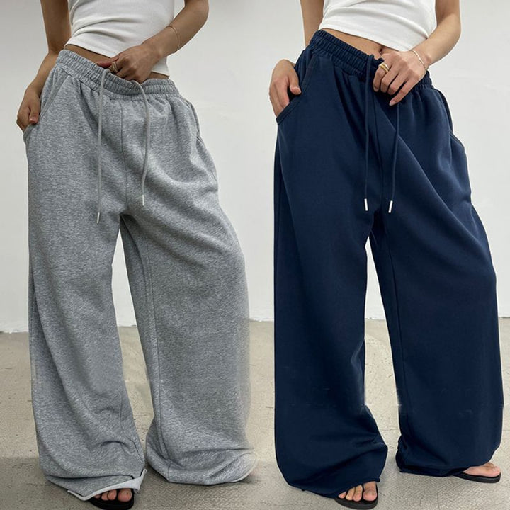 Damen nan weite High-Waist Loungehose mit gerafftem Bund und Kordelzug Echo Archiv