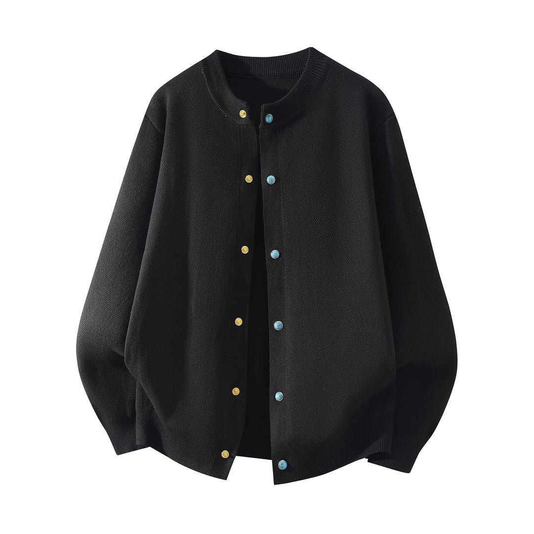 Unisex Oversize Strick‑Bomberjacke mit Druckknopfleiste, geripptem Bund & weicher Waffelstruktur Echoarchiv