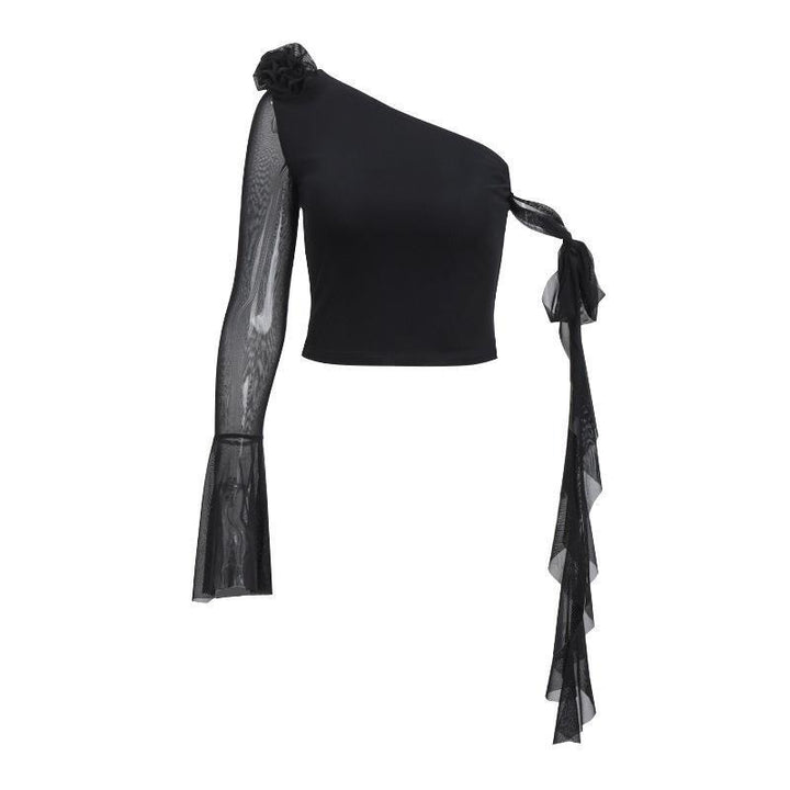 Damen Off-Shoulder Oberteil mit transparenten Ärmeln und dekorativen Akzenten Echo Archiv