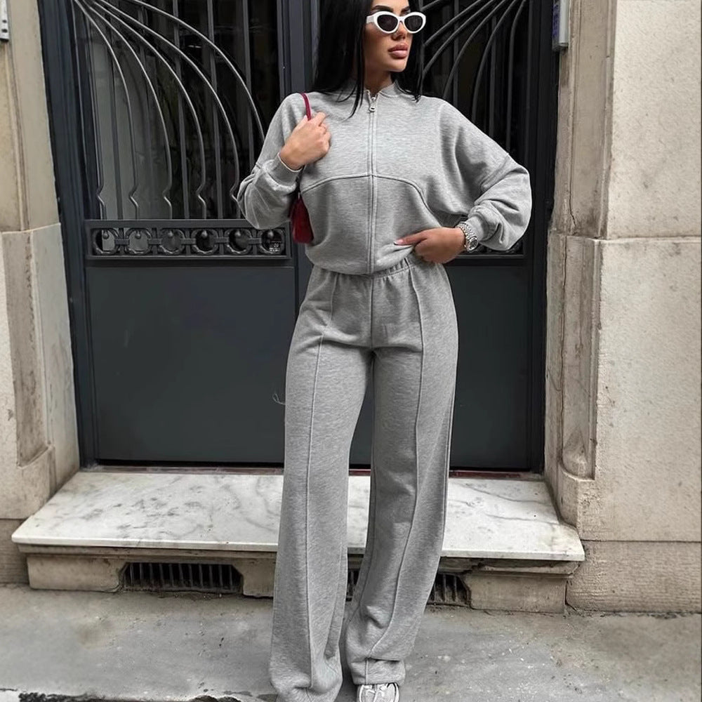 Damen nan Oversize Reißverschlussjacke mit weiter High-Waist Loungehose Set Echo Archiv