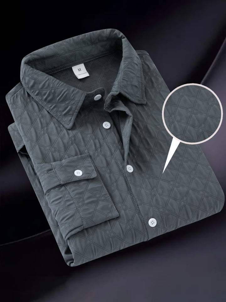 Herren Langarmhemd mit strukturiertem Design und bequemer Passform Echoarchiv