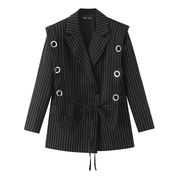 Damen Nadelstreifen-Blazer mit Ösenapplikation und Kordelzug Echo Archiv