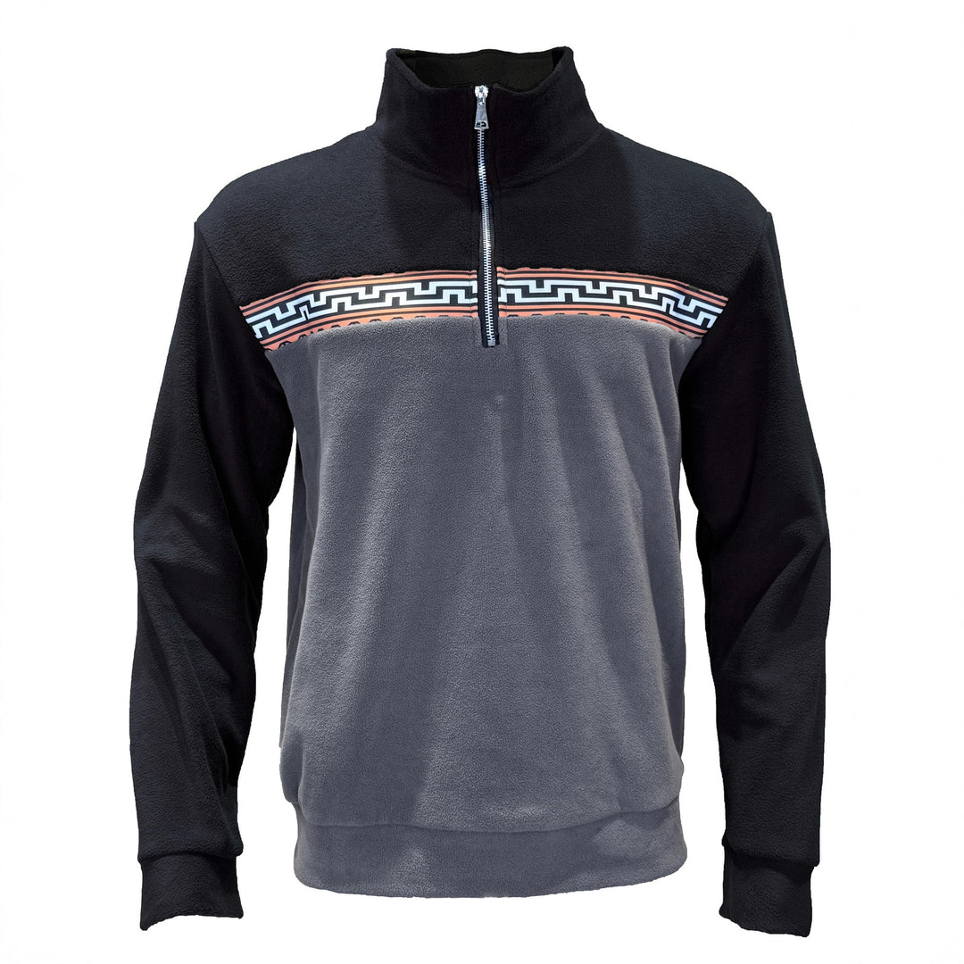 Herren Fleece-Pullover mit stylishem Stehkragen und farblich abgesetztem Muster Echoarchiv