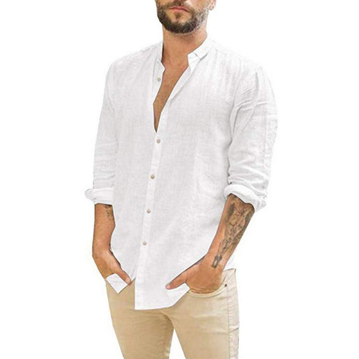 Herren Langärmliges Hemd mit modernem Stehkragen und strukturiertem Design Echoarchiv