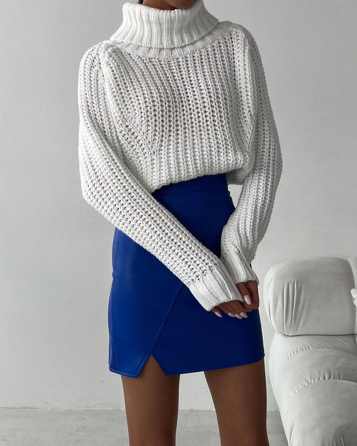 Damen Oversized Grobstrick-Pullover mit Rollkragen und weitem Schnitt Echoarchiv