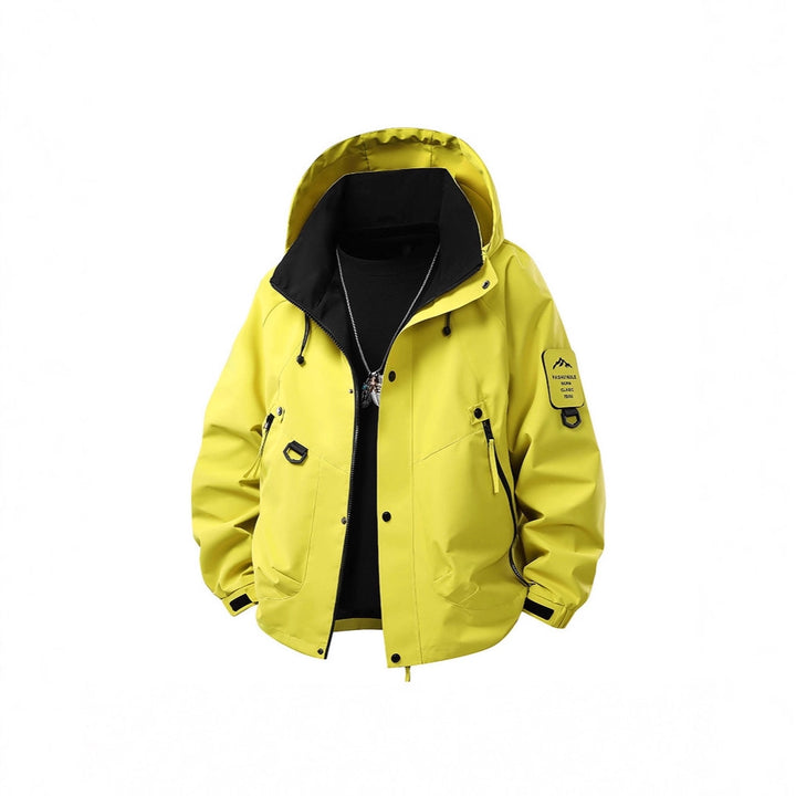 Herren Wasserabweisende Kapuzen‑Utility‑Jacke mit Multitaschen, Kordelzug und Reißverschluss Echoarchiv