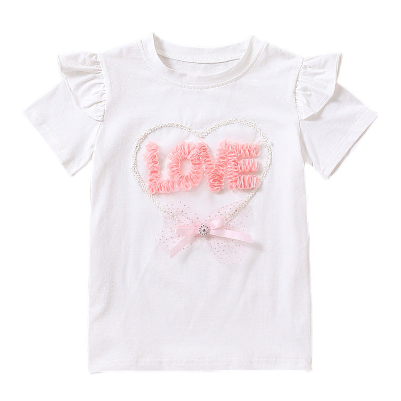 Mädchen T-Shirt mit Rüschendetails und Herzen-Applikation Echo Archiv