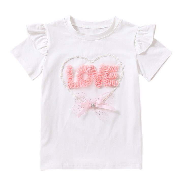 Mädchen T-Shirt mit Rüschendetails und Herzen-Applikation Echo Archiv