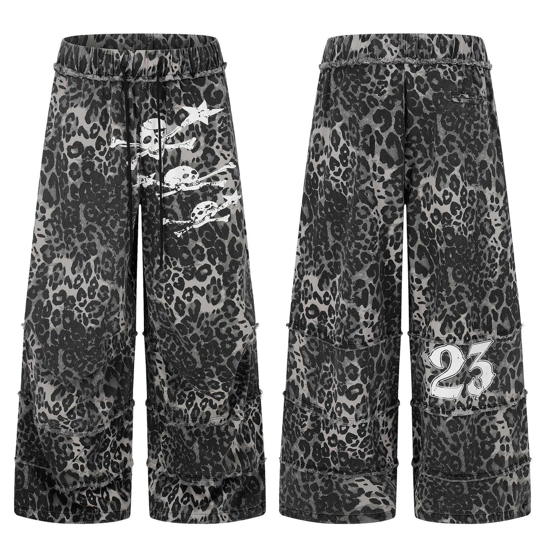 Damen Weite Cargo-Culotte-Shorts mit Fransenstufen und Totenkopf-Print Echoarchiv