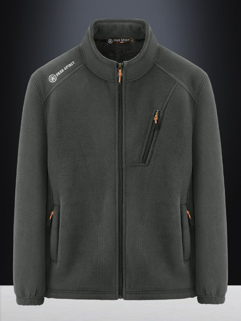 Herren Warme Microfleece-Outdoorjacke mit Brustreißverschluss, Seitentaschen und Stehkragen Echo Archiv