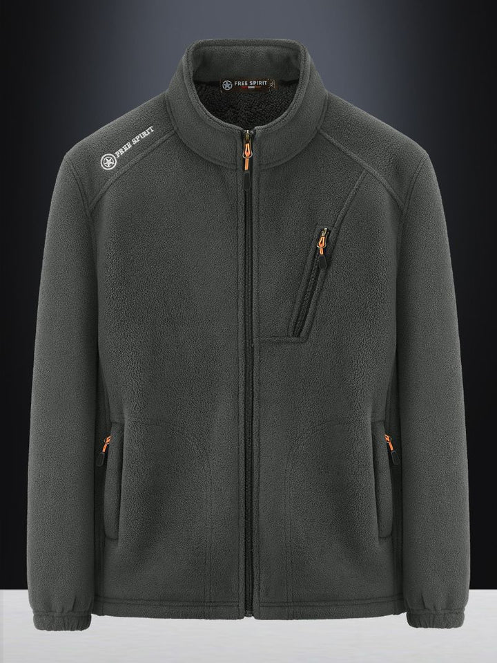 Herren Warme Microfleece-Outdoorjacke mit Brustreißverschluss, Seitentaschen und Stehkragen Echo Archiv