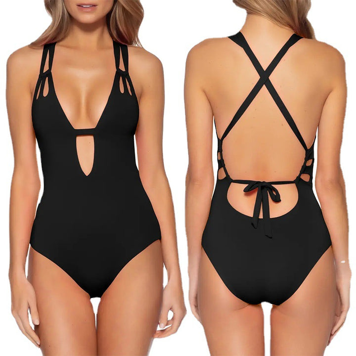 Damen Cut-Out Badeanzug mit modischen Kreuzträgern Echo Archiv