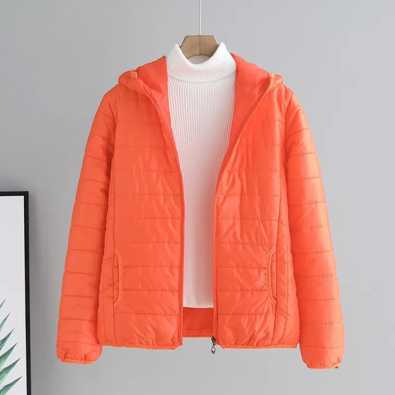 Damen gesteppte Übergangsjacke mit praktischen Taschen und Kapuze Echoarchiv