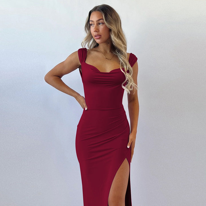 Damen Elegantes Wickelkleid mit hohem Schlitz und figurformendem Schnitt Echo Archiv