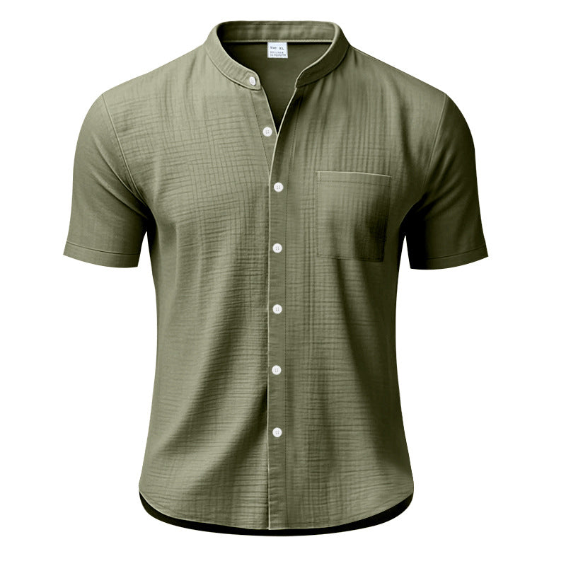 Herren Kurzarm-Henley-Shirt mit strukturiertem Design und Brusttasche Echoarchiv