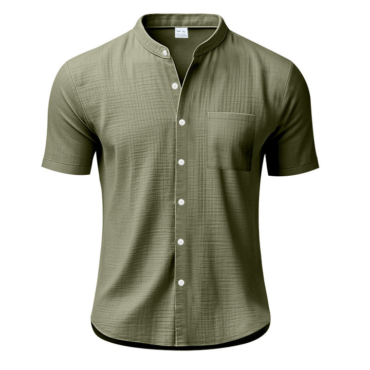 Herren Kurzarm-Henley-Shirt mit strukturiertem Design und Brusttasche Echoarchiv