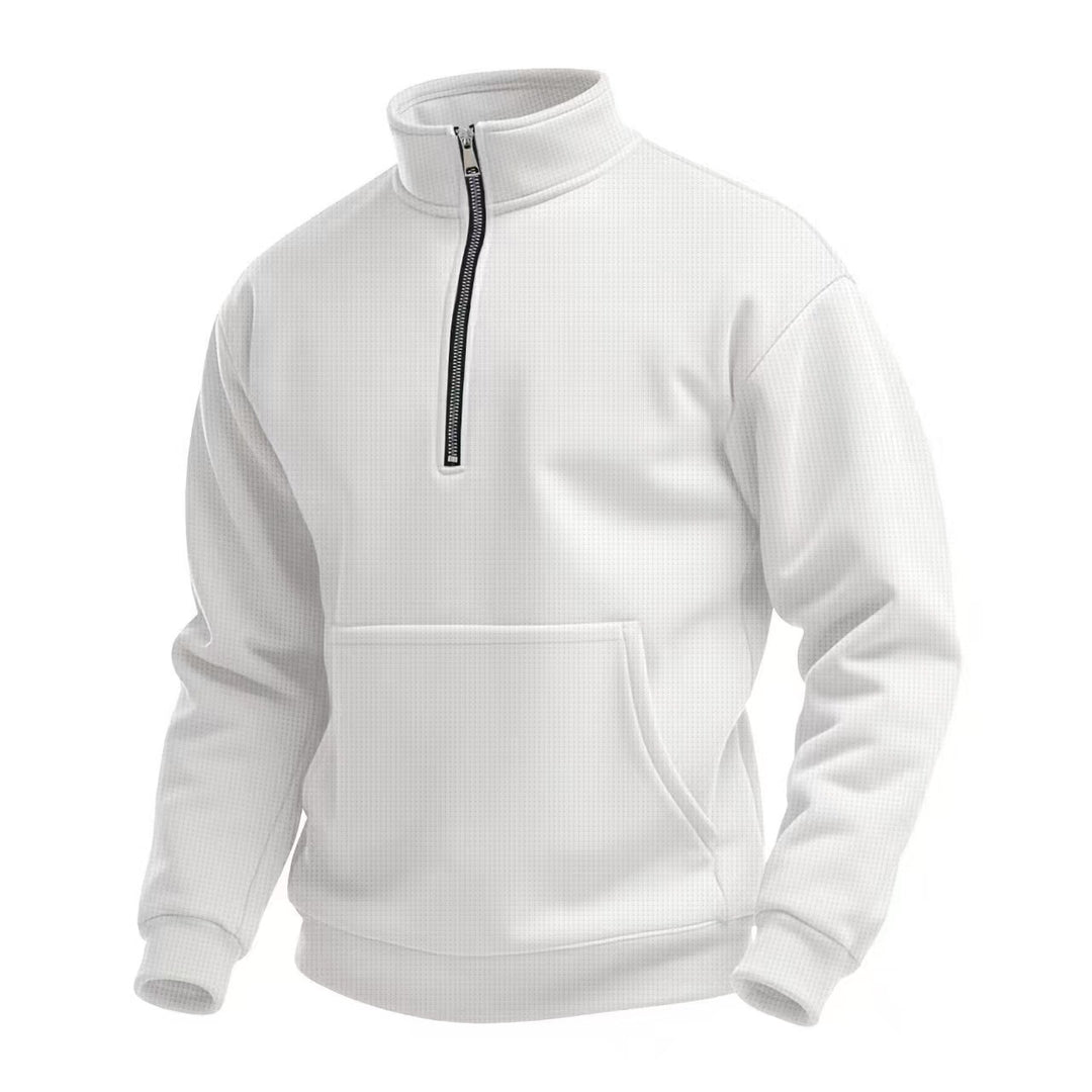 Herren Fleece-Pullover mit kurzem Reißverschluss und Bauchtasche Echoarchiv