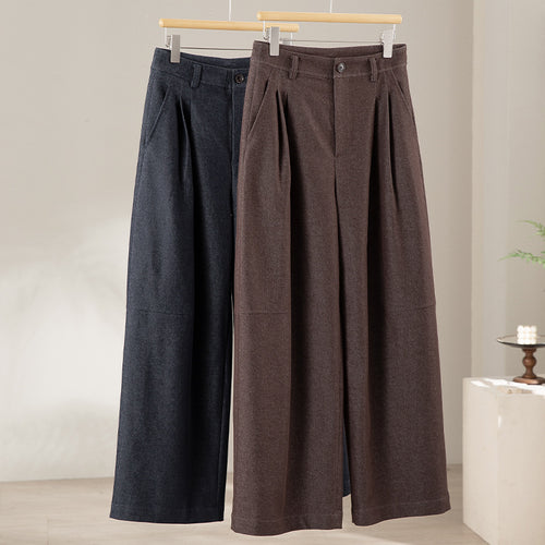 Damen Hochtaillierte weite Culotte-Stoffhose mit Bundfalten Echoarchiv