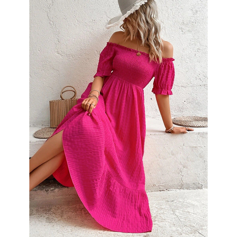 Damen Off-Shoulder Maxikleid mit voluminösen Ärmeln und fließendem Schnitt Echo Archiv