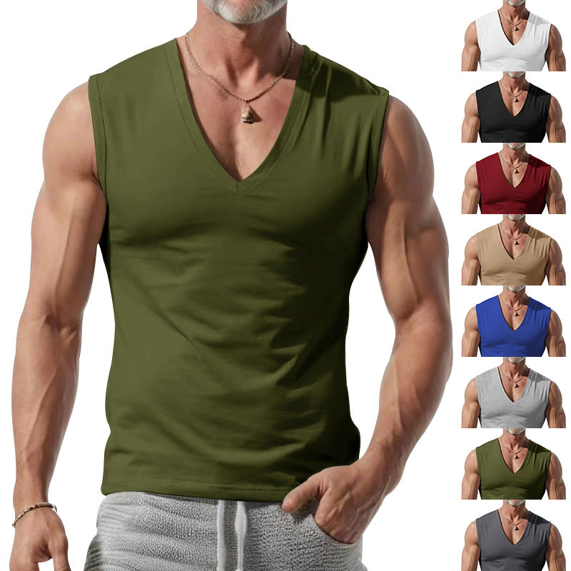 Herren ärmelloses V-Ausschnitt-T-Shirt aus weichem Baumwollmix Echoarchiv