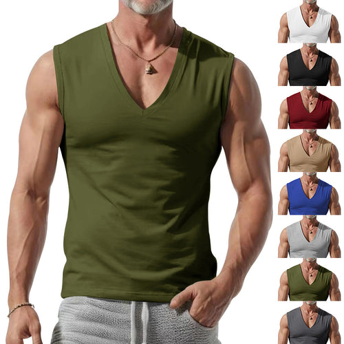 Herren ärmelloses V-Ausschnitt-T-Shirt aus weichem Baumwollmix Echoarchiv