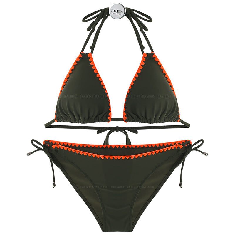 Damen Triangel-Bikini-Set mit verstellbaren Trägern und zartem Rüschendetail Echo Archiv