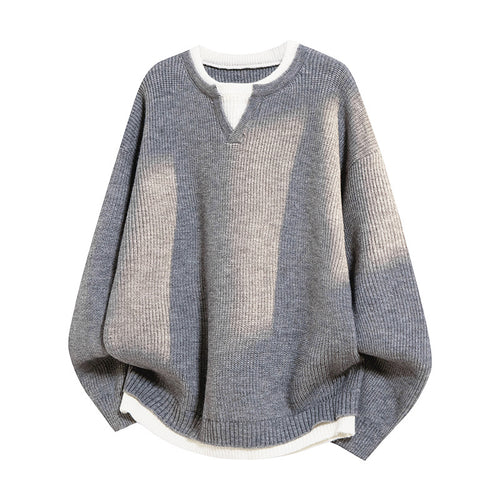 Damen Eleganter lässiger Pullover mit V-Ausschnitt und weitem Schnitt Echoarchiv
