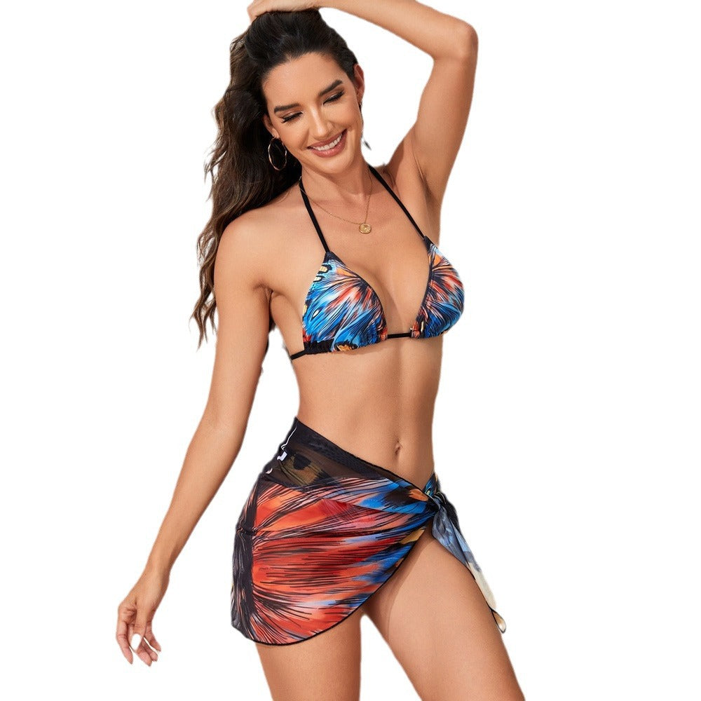 Damen Triangel-Bikini-Set mit aufregendem Schmetterlingsdruck und passendem Pareo Echo Archiv