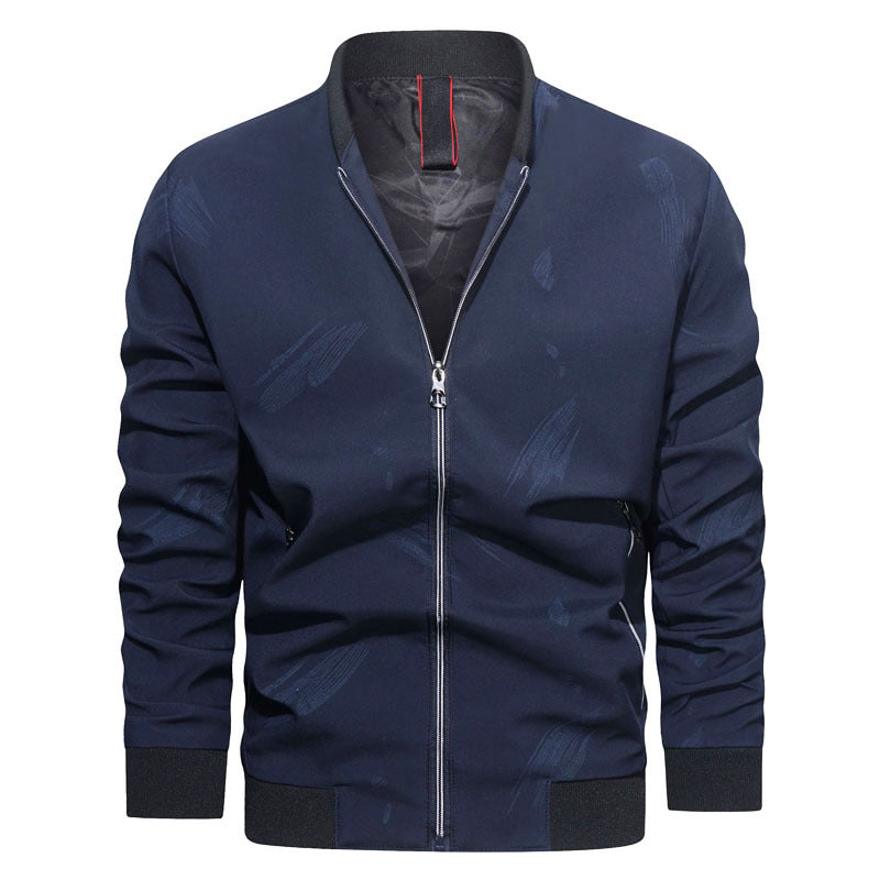 Herren Slim Bomberjacke aus technischem Baumwollmix mit kontrastierenden Reißverschlusstaschen und elastischem Rippkragen Echo Archiv