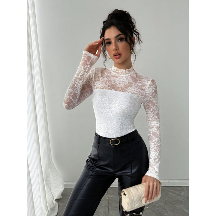 Damen Spitzenbody mit elegantem Stehkragen und langem Arm Echo Archiv