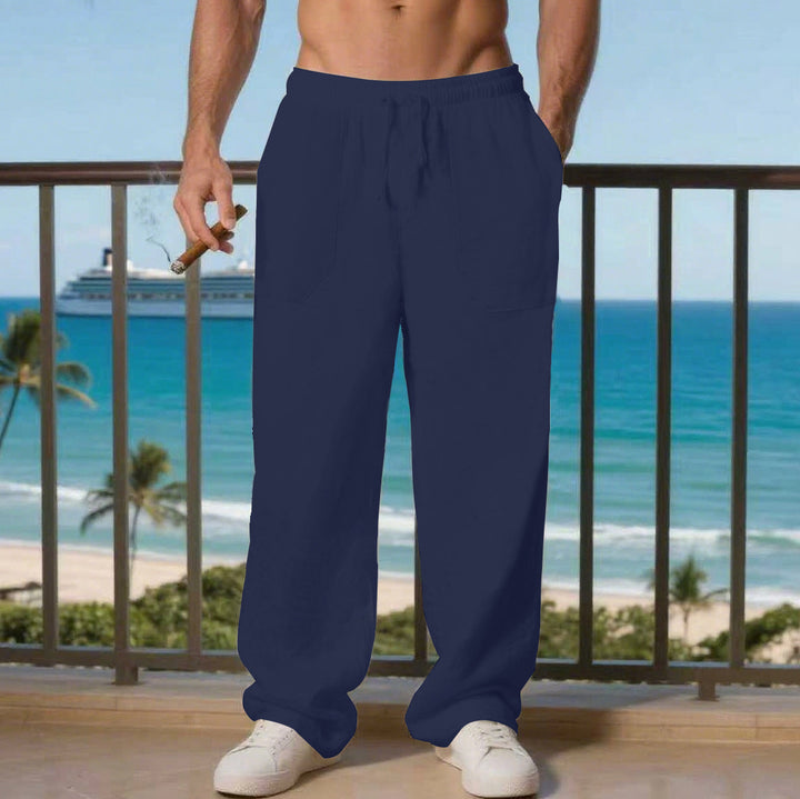 Herren entspannte Leinenhose mit seitlichen Eingrifftaschen Echoarchiv
