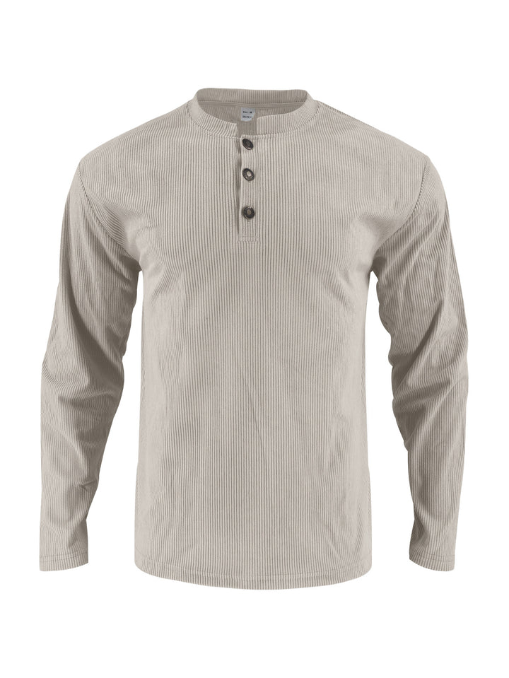 Herren Langarmshirt mit modischer Stehkragen und Knopfleiste Echoarchiv