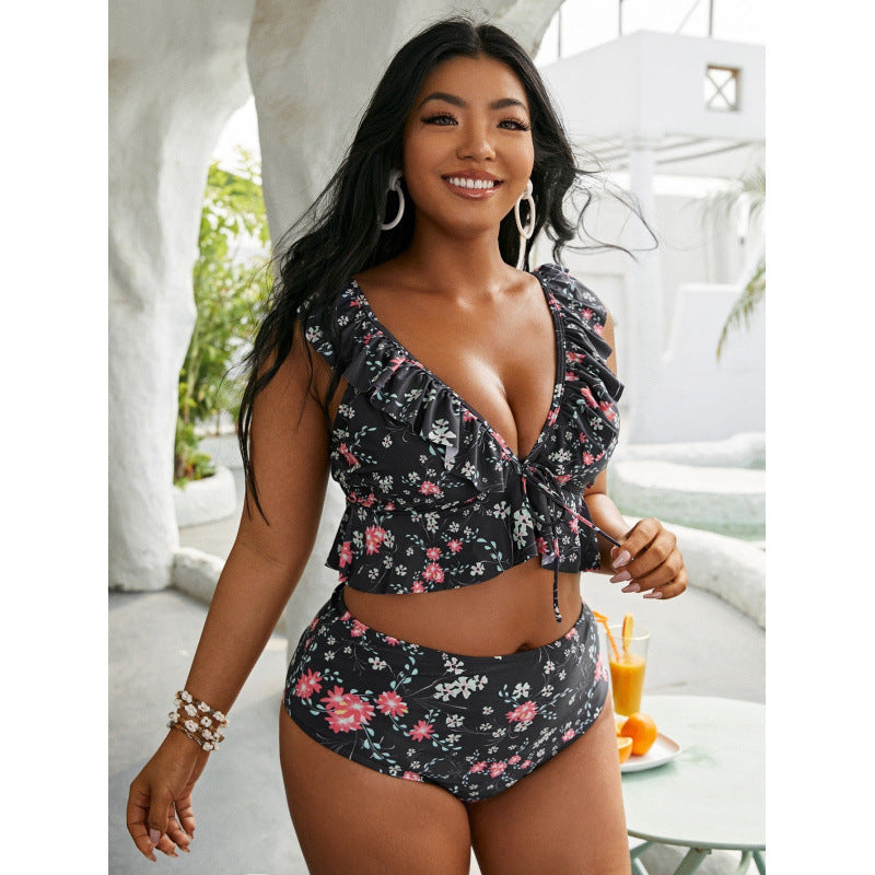 Damen Bikini-Set mit Rüschendesign und verstellbarem Oberteil Echo Archiv
