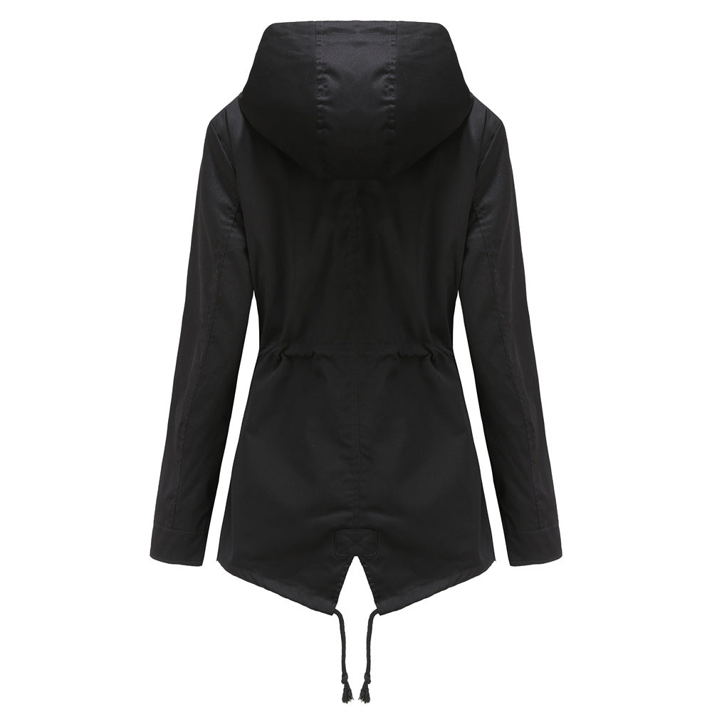 Damen nan wasserabweisender Parka mit taillenkordel und asymmetrischem Saum Echo Archiv