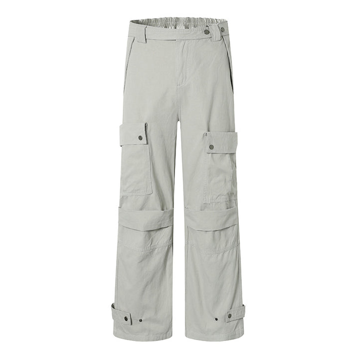 Damen weite Cargo-Culottehose mit hohem Bund, elastischem Taillenpass und Multi-Taschen Echoarchiv