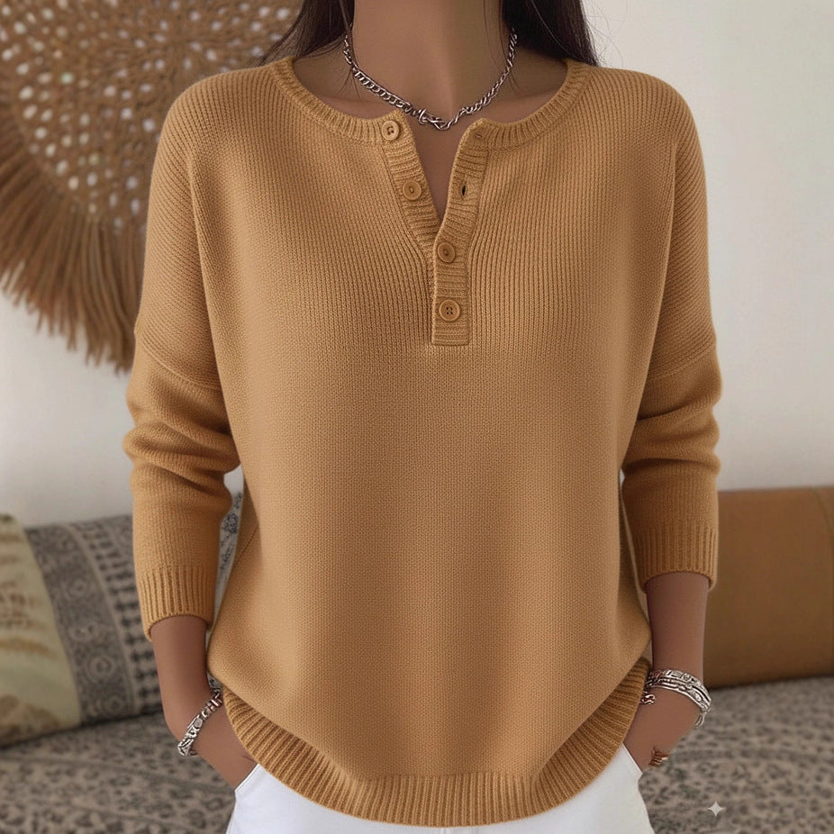 Damen Bequemer und eleganter Strickpullover mit Knopfleiste Echo Archiv