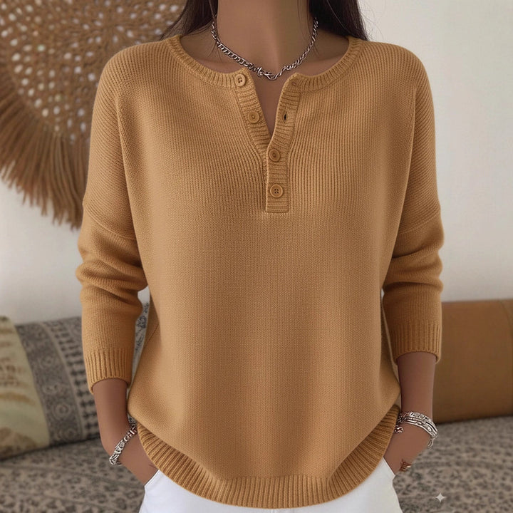 Damen Bequemer und eleganter Strickpullover mit Knopfleiste Echo Archiv