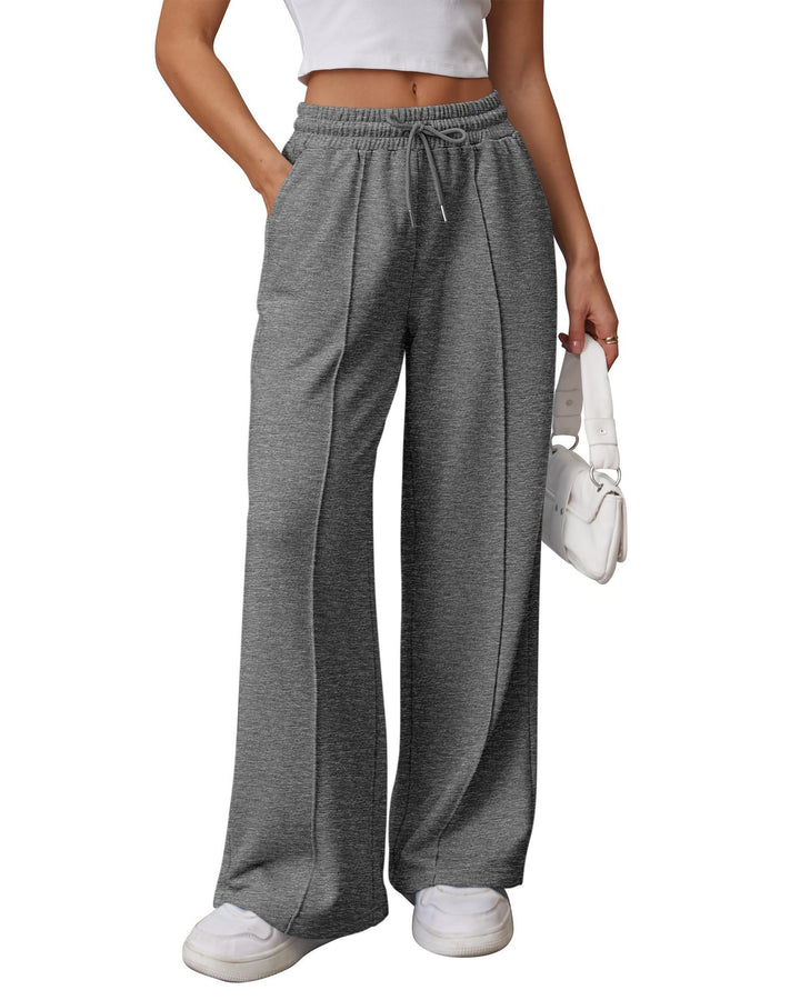 Damen nan High-Waist Relax-Freizeithose mit doppeltem Rippbund, sichtbarer Bügelfalte und weitem Bein Echo Archiv