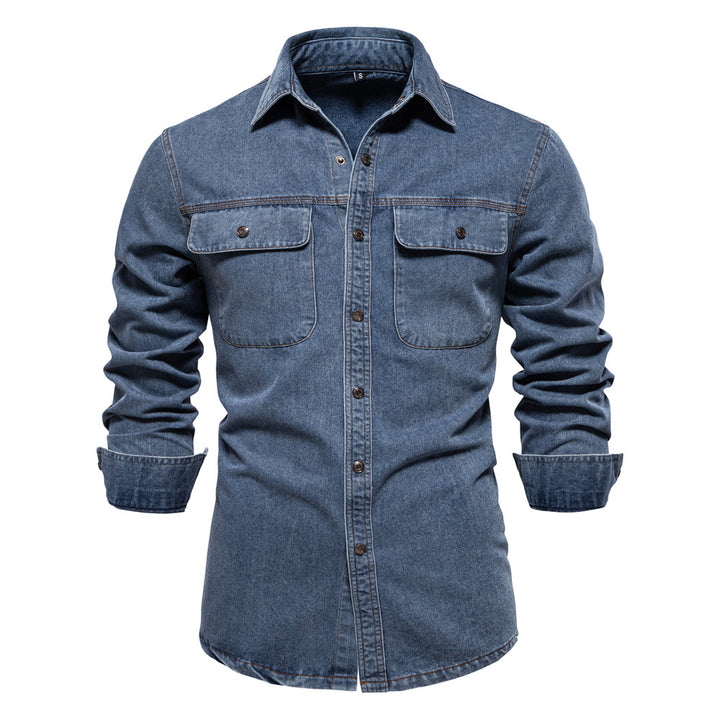 Herren Denim Hemd mit zwei Brusttaschen und modischem Schnitt Echoarchiv