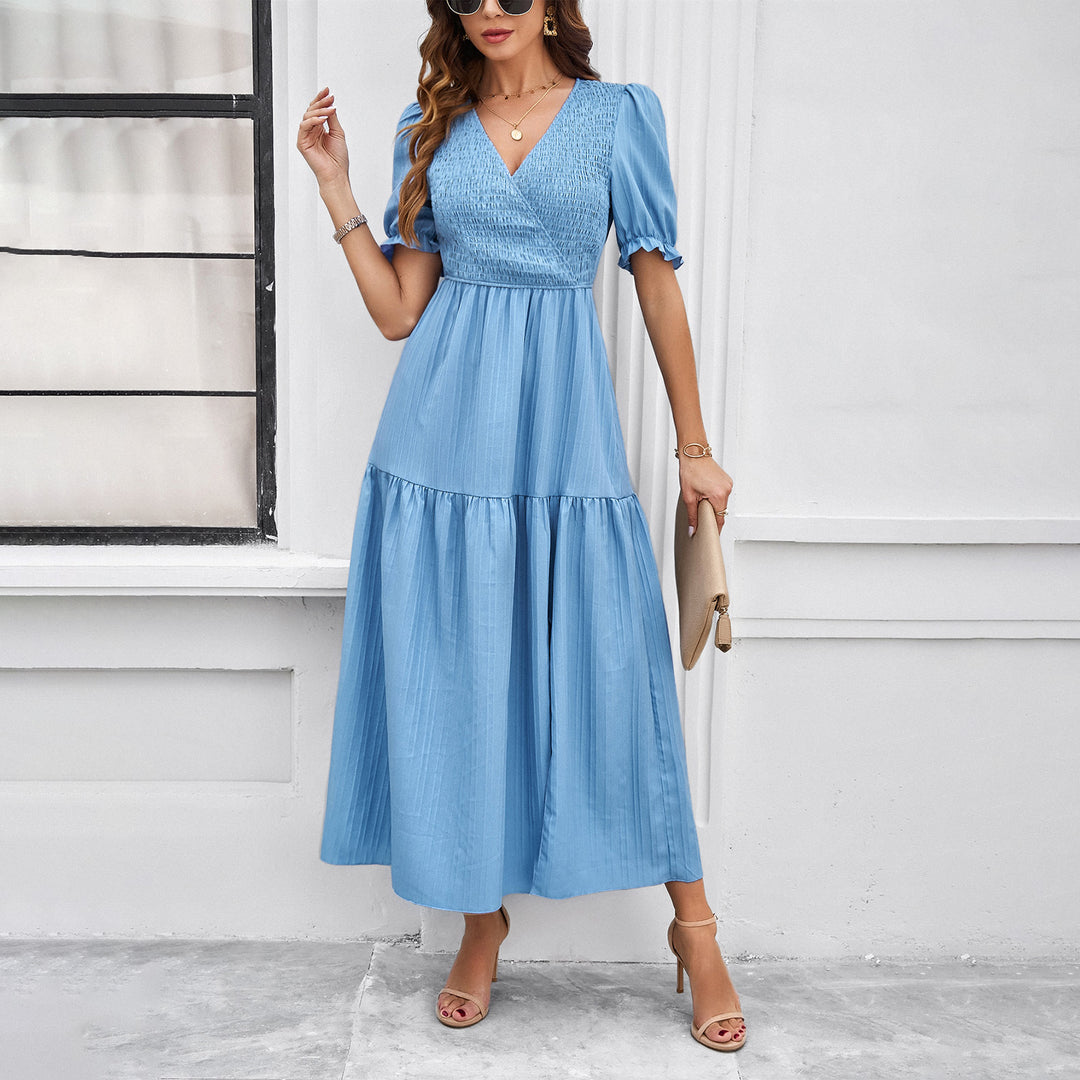 Damen Maxikleid mit hohem Schlitz und Puffärmeln Echo Archiv