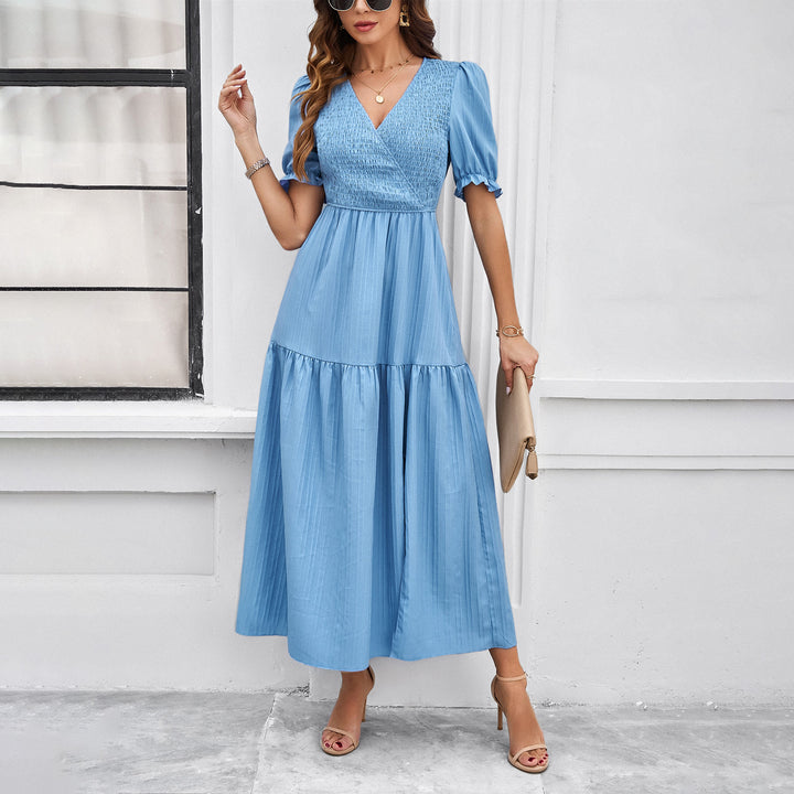 Damen Maxikleid mit hohem Schlitz und Puffärmeln Echo Archiv