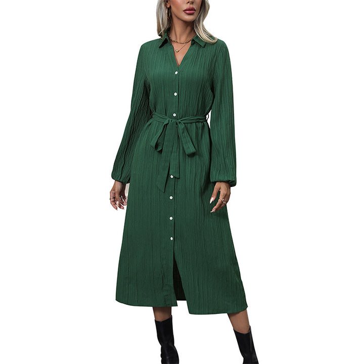 Damen Langarm Hemdblusenkleid mit Gürtel Echo Archiv