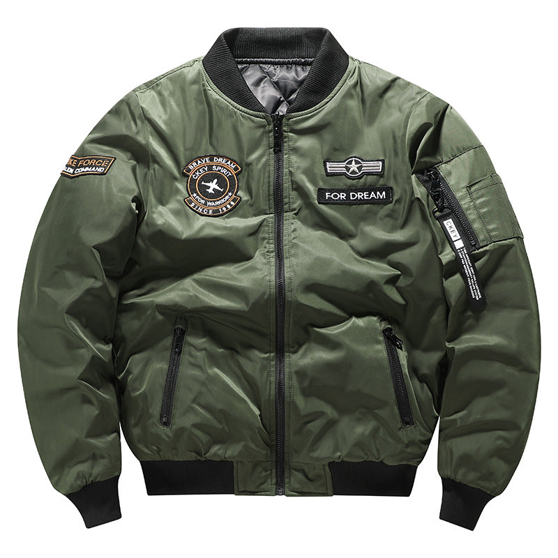 Herren -isolierte Flugzeug-Patch gepolsterte Bomberjacke mit Reißverschluss-Ärmeltasche Echo Archiv