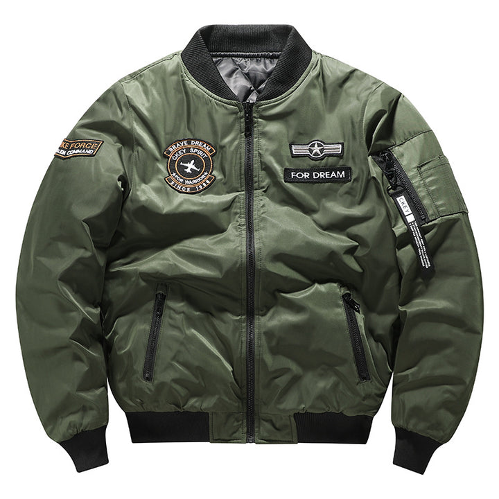 Herren -isolierte Flugzeug-Patch gepolsterte Bomberjacke mit Reißverschluss-Ärmeltasche Echo Archiv