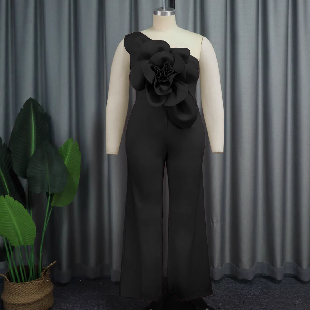 Damen Eleganter Jumpsuit mit floralem Schulterdetail Echo Archiv